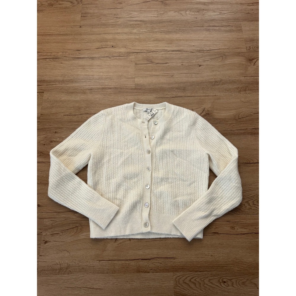Madewell CloudSoft Cardigan Women M Antique Cream Wool Alpaca NY439 NWT $138